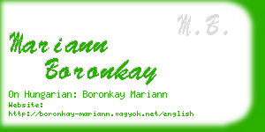 mariann boronkay business card